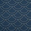 Baumwoll-Sashiko-Stoff mit auswaschbarem Wellen-Muster, indigoblau